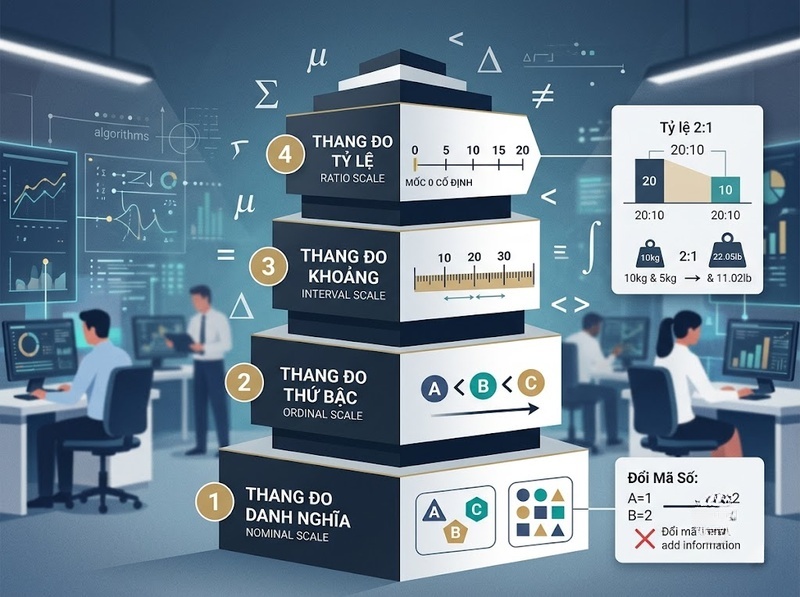 Các loại thang đo nghiên cứu khác nhau về thông tin và phép phân tích