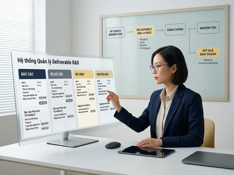 Đánh giá đầu ra nghiên cứu theo số lượng, chất lượng và mức hoàn thành