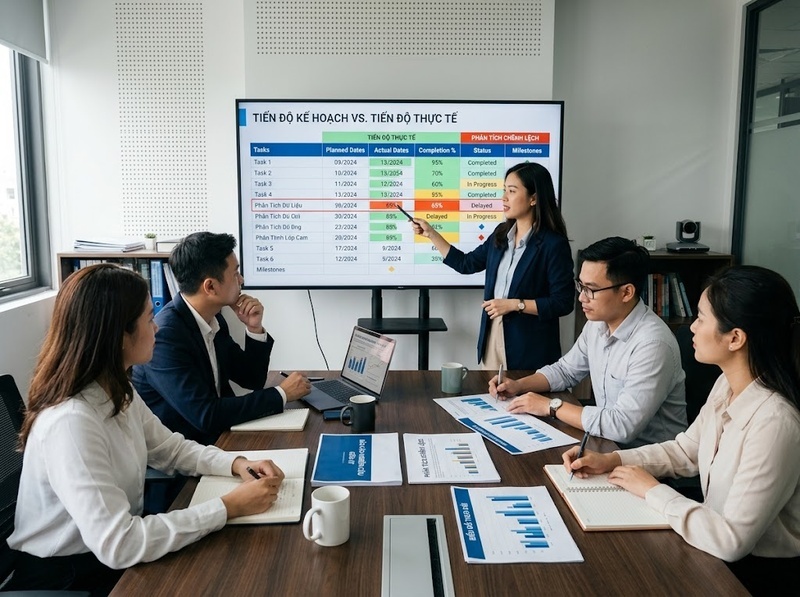 Đánh giá tiến độ nghiên cứu bằng mốc công việc và kế hoạch như thế nào?
