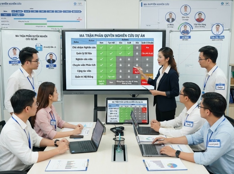 Phân quyền dữ liệu nghiên cứu theo vai trò và mức độ nhạy cảm