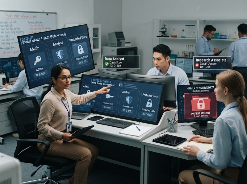 Quyền truy cập dữ liệu nghiên cứu nên được kiểm soát theo nguyên tắc nào?