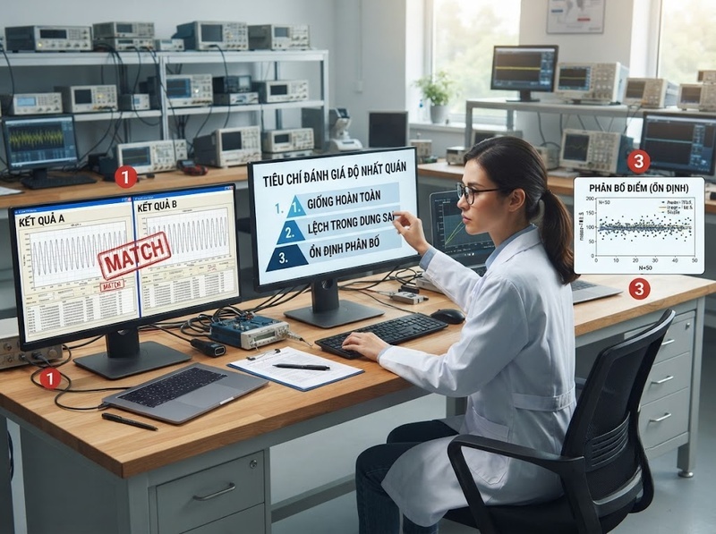 Tính nhất quán kết quả phân tích giữa các lần chạy được kiểm tra thế nào?