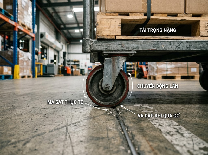 Vật liệu bánh xe đẩy ảnh hưởng thế nào đến độ bền sử dụng?
