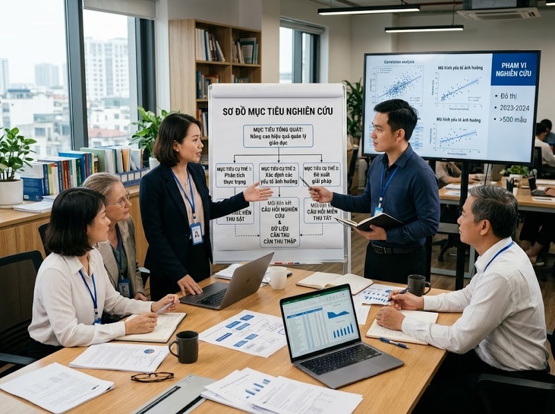 Xác định mục tiêu nghiên cứu sao cho rõ phạm vi và kết quả cần đạt